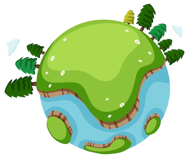 Free Vector many trees and green grass on earth