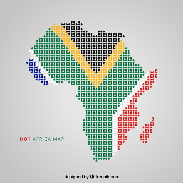 Map of africa with dots of colors