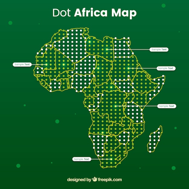 Map of africa with dots of colors