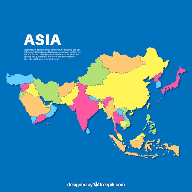 Map of asia in flat style