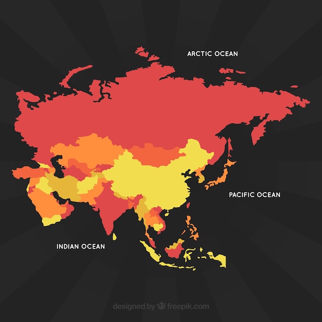 Free Vector map of asia in flat style