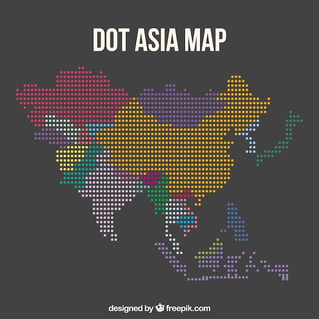 Map of asia with dots of colors