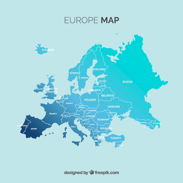 Free Vector map of europe with colors in flat style