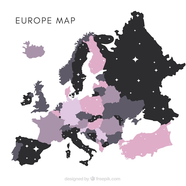 Free Vector map of europe with colors in flat style