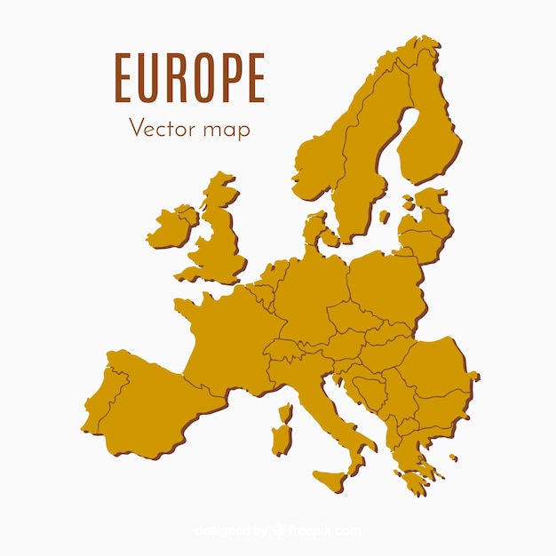 Free Vector map of europe with colors in flat style