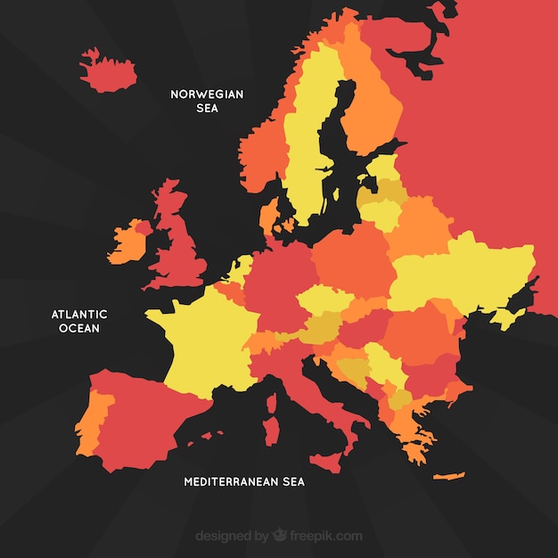 Free Vector map of europe with colors in flat style