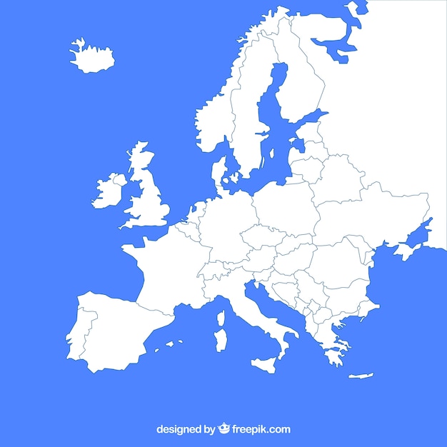 Free Vector map of europe with colors in flat style