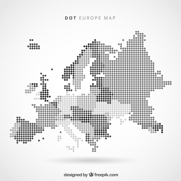 Free Vector map of europe with dots in flat style