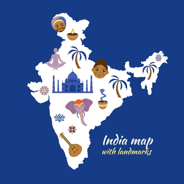 Map of india with landmarks