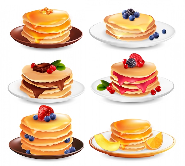 Maple Pancakes Isolated Set