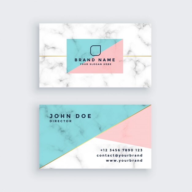 Marble business card in pastel colors