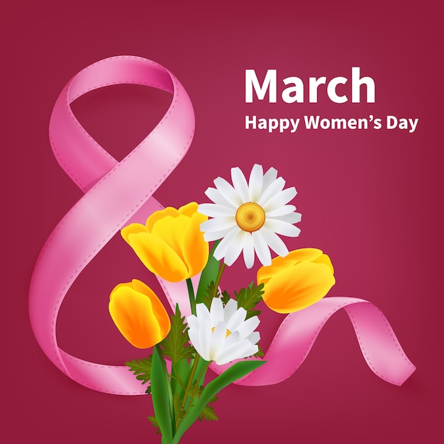 Free Vector march 8th, happy women day greeting card