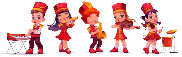 March parade music kid character band cartoon