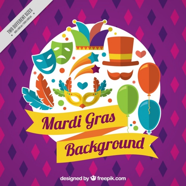 Free Vector mardi gras background with colorful elements