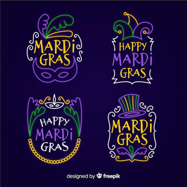 Free Vector mardi gras badge collection