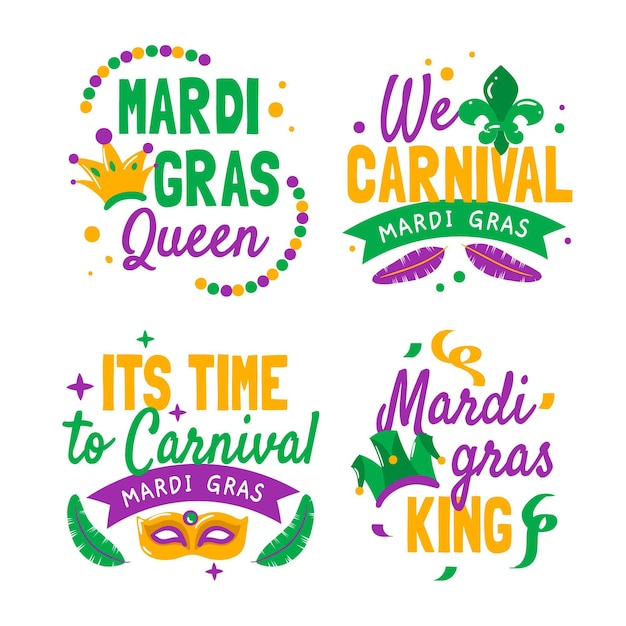 Free Vector mardi gras badge collection