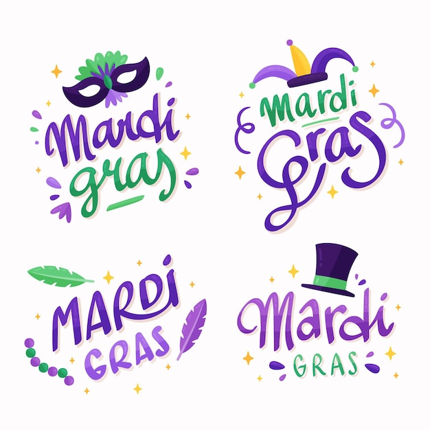 Free Vector mardi gras badge collection