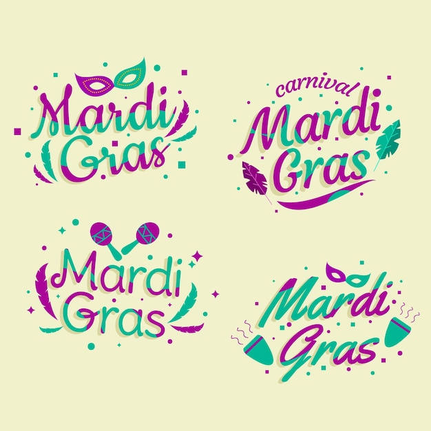 Free Vector mardi gras badge collection