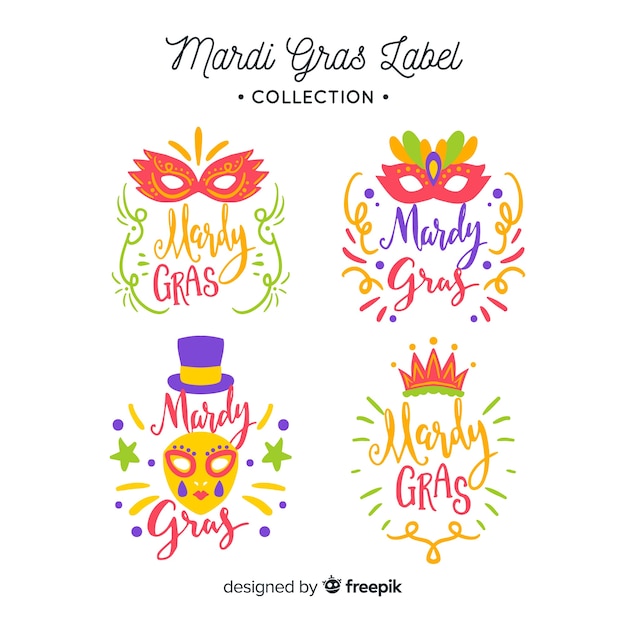 Free Vector mardi gras carnival badge collection