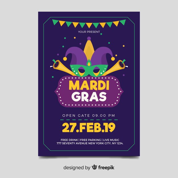 Mardi gras carnival flyer template