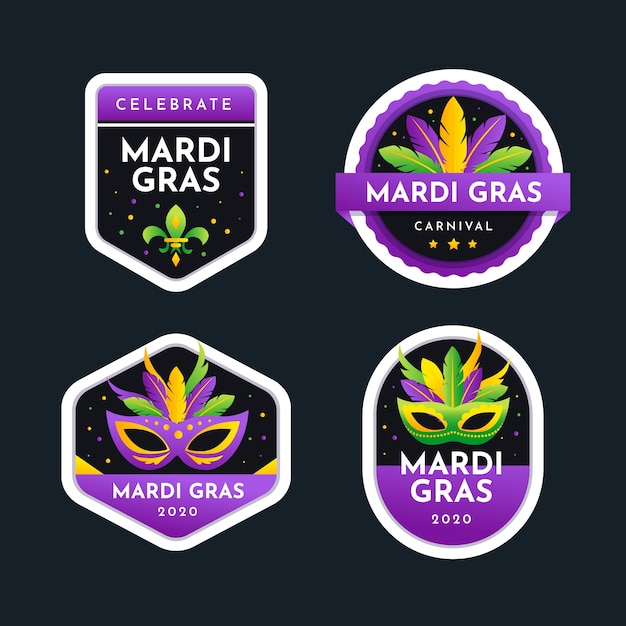 Free Vector mardi gras collection of labels