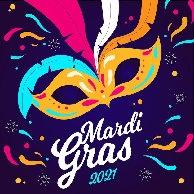 Mardi gras concept in flat design