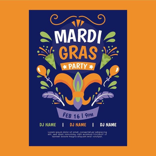 Mardi gras flyer template