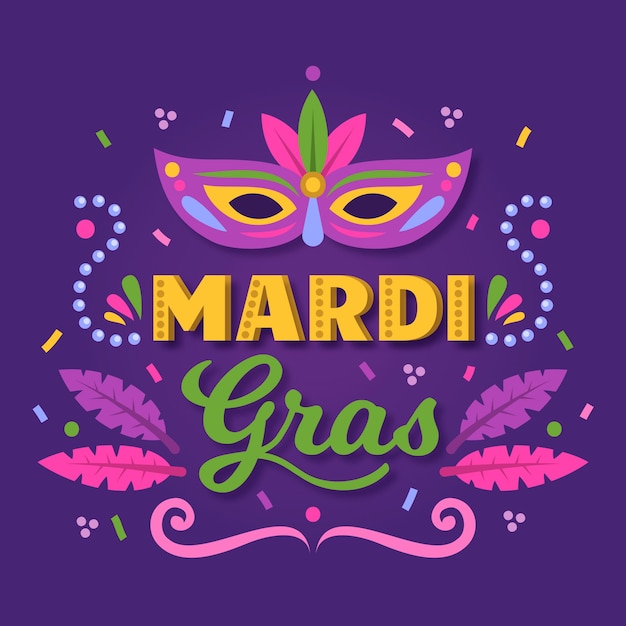 Mardi gras with mask and feather