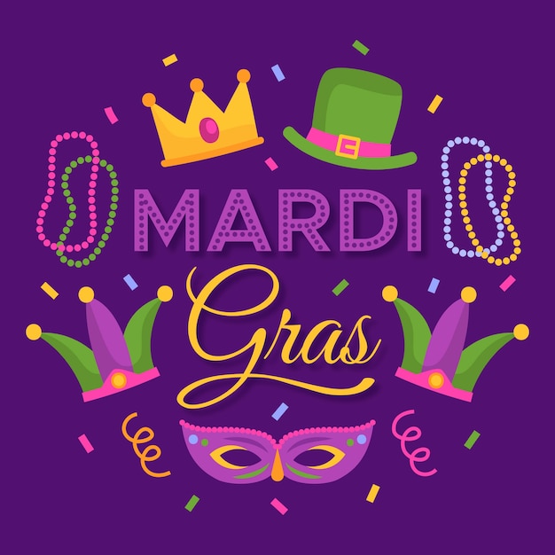 Mardi gras with mask and hat