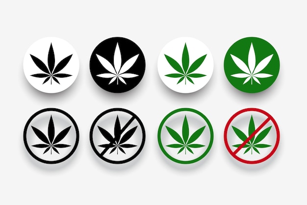 Marijuana banned symbols with leaf