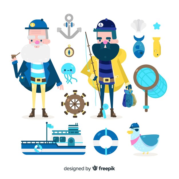 Marine character and elements collection