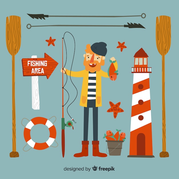 Free Vector marine life character collectio