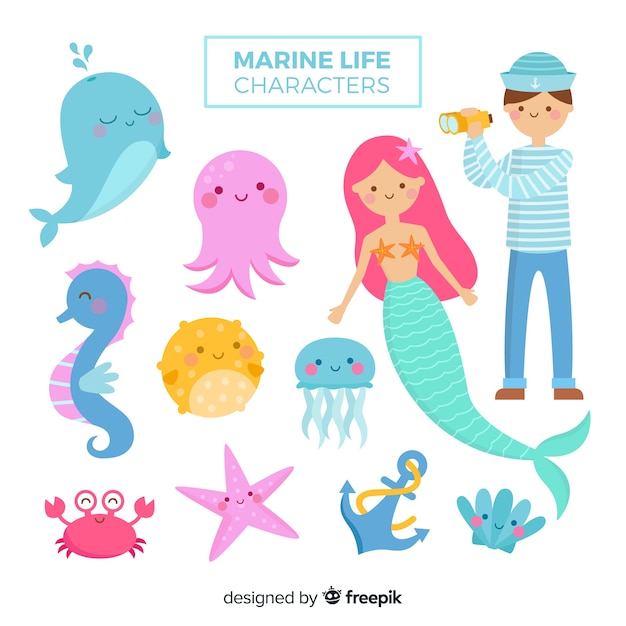 Marine life character collection