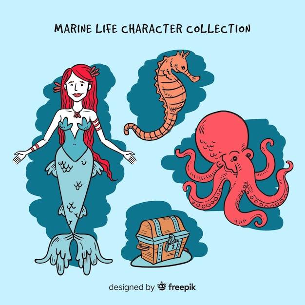 Marine life character collection