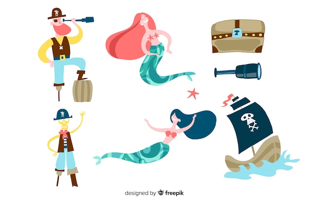 Free Vector marine life character collection