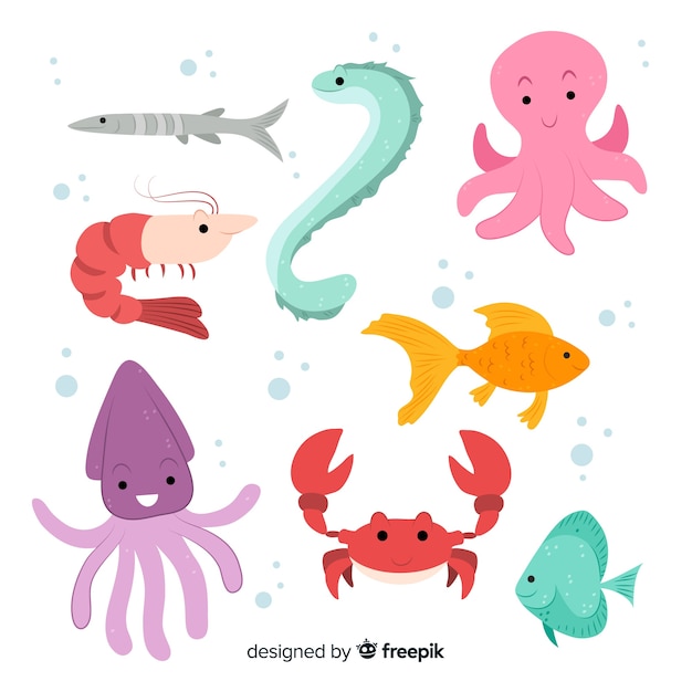 Marine life character collection