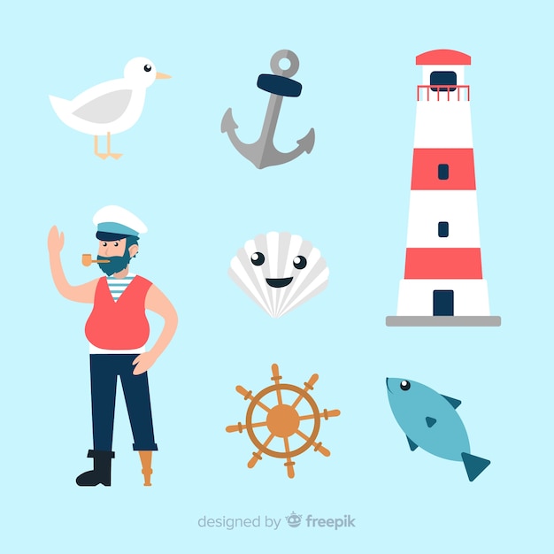 Free Vector marine life character collection