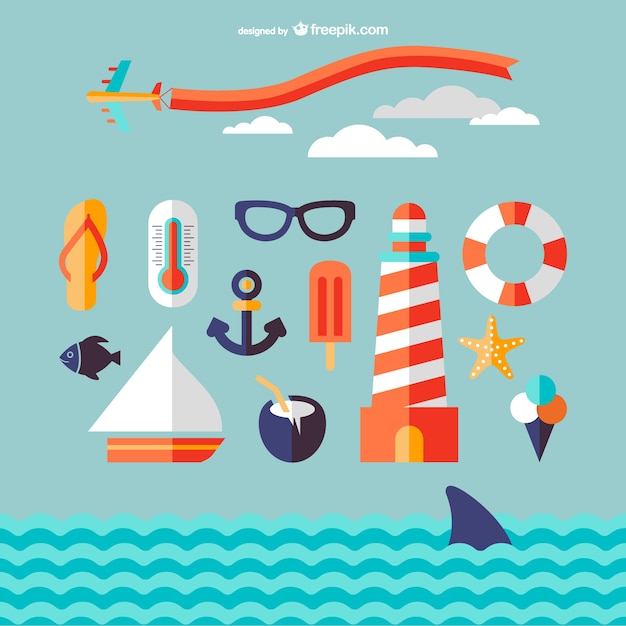 Free vector marine travel icons