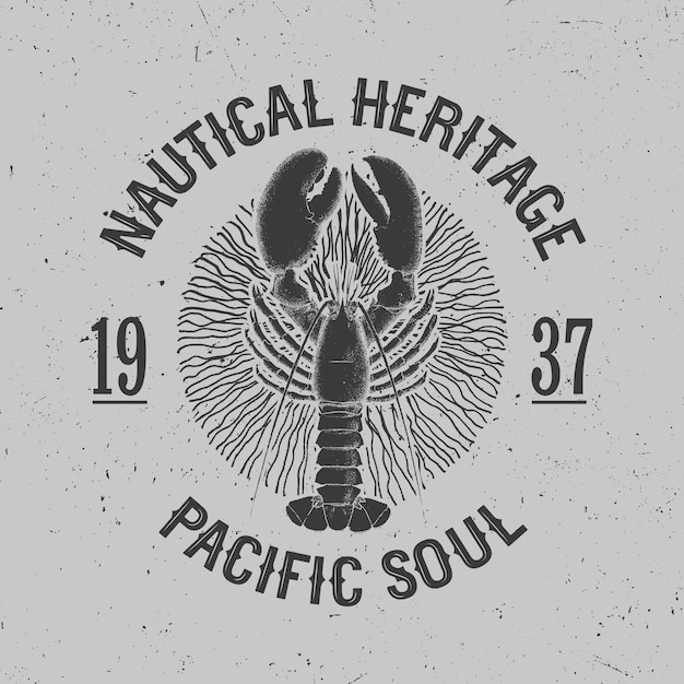 Free vector maritime design poster with phrase nautical heritage pacific soul illustration