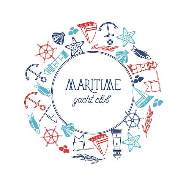 Maritime Yacht Club Round Frame template