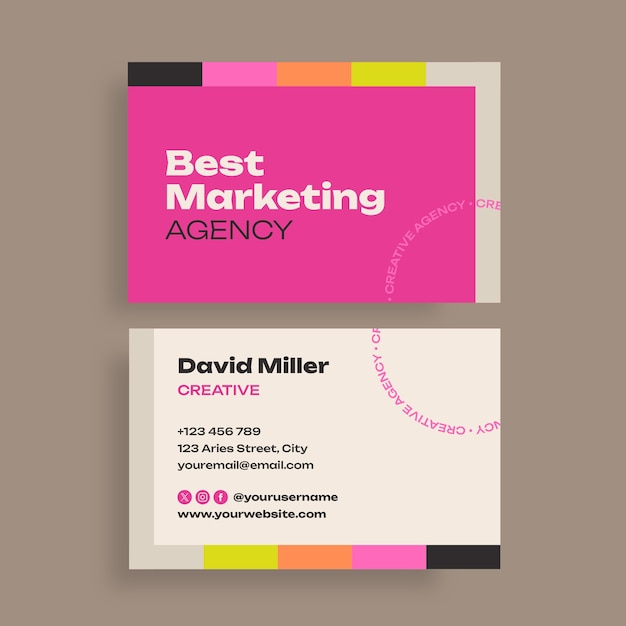 Free Vector marketing agency business card template design