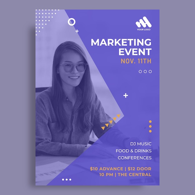 Free Vector marketing agency  invitation template design