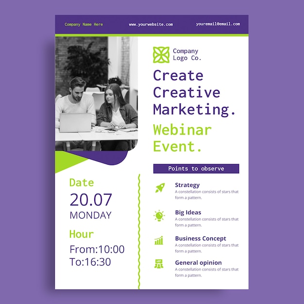 Free Vector marketing agency  invitation template design