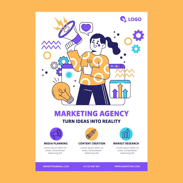 Free vector marketing agency poster template