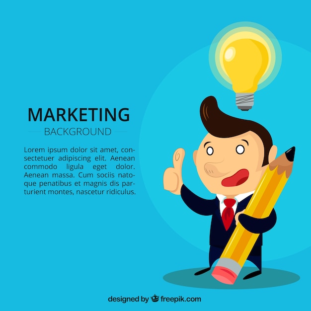 Marketing background with businessman and light bulb