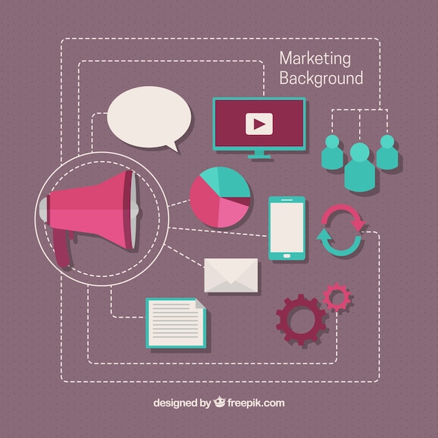 Free Vector marketing background with megaphone and research icons