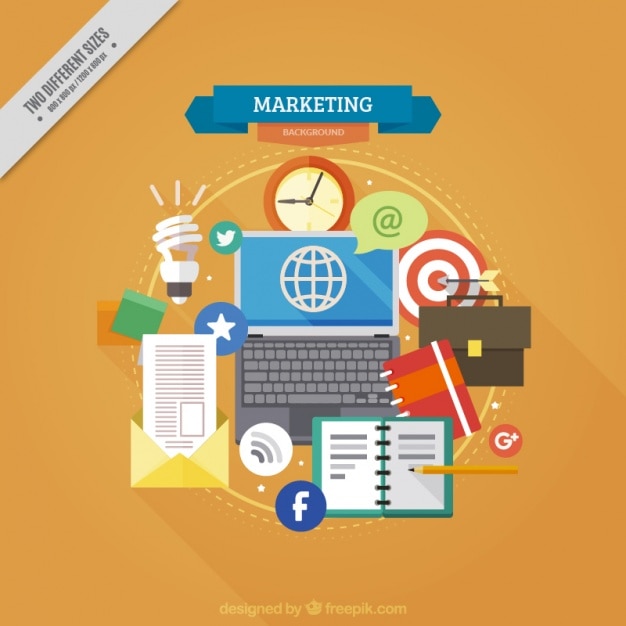 Free Vector marketing background with tools and icons