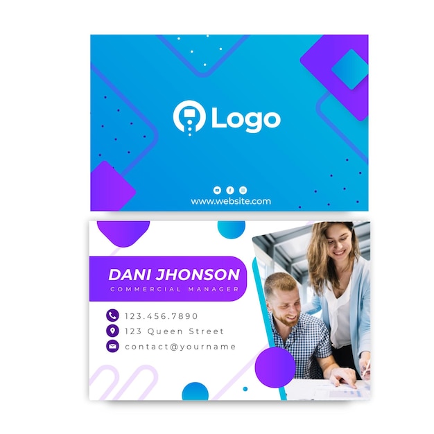 Free Vector marketing business horizontal business card