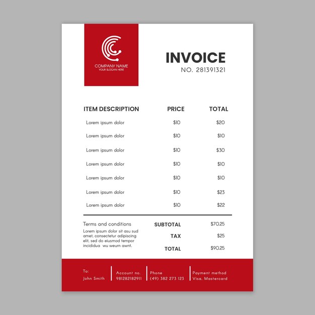 Marketing business invoice template