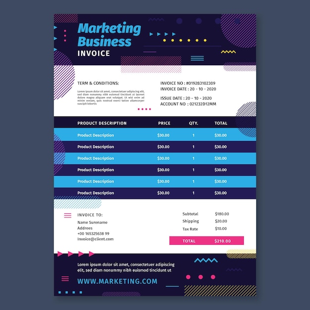 Marketing business invoice template